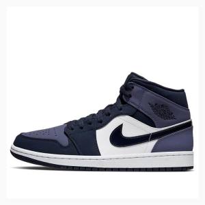 Nike Mid Sanded Basketskor Air Jordan 1 Herr Lila | JD-439HK