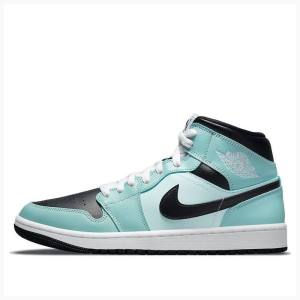 Nike Mid Teal Tint Basketskor Air Jordan 1 Dam Blå Svarta | JD-281VW