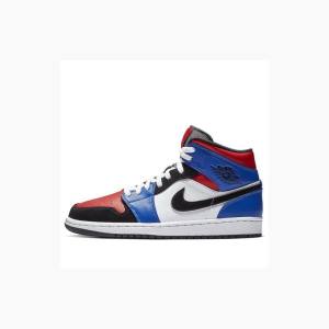 Nike Mid Top 3 Basketskor Air Jordan 1 Herr Röda Blå | JD-315NQ