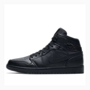 Nike Mid Triple Basketskor Air Jordan 1 Herr Svarta | JD-145JT