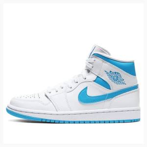 Nike Mid UNC UNC Basketskor Air Jordan 1 Dam Blå | JD-392JE