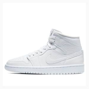 Nike Mid 'White Snakeskin'(W) Basketskor Air Jordan 1 Dam Vita | JD-174GL