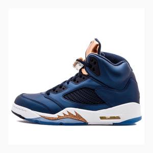 Nike Retro Bronze Basketskor Air Jordan 5 Herr Blå | JD-437EB