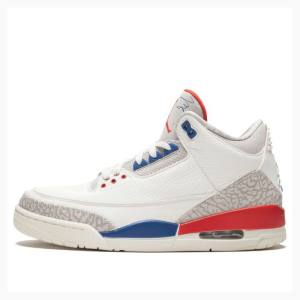 Nike Retro Charity Game Basketskor Air Jordan 3 Herr Vita Blå Röda | JD-483NT