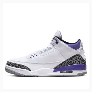 Nike Retro Dark Iris Basketskor Air Jordan 3 Herr Vita Lila | JD-682AC