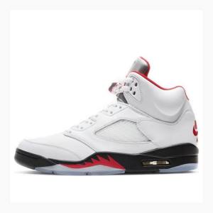 Nike Retro Fire Basketskor Air Jordan 5 Herr Vita Röda | JD-095QI