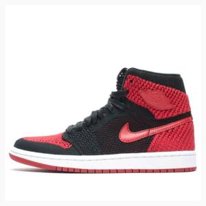 Nike Retro Flyknit Banned - Bred Basketskor Air Jordan 1 Herr Röda Svarta | JD-794VK