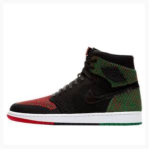 Nike Retro Flyknit History Month Basketskor Air Jordan 1 Herr Svarta Röda Gröna | JD-472GM