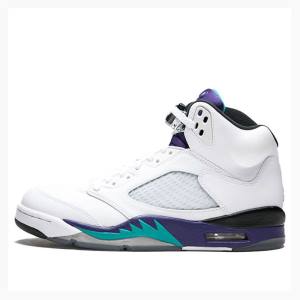 Nike Retro Grape Basketskor Air Jordan 5 Herr Vita Lila | JD-850WE