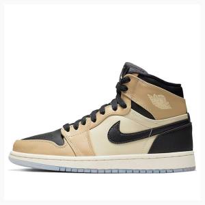 Nike Retro HI PRM Mushroom Basketskor Air Jordan 1 Dam Svarta Beige | JD-645RK