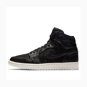 Nike Retro HI PRM Sail Basketskor Air Jordan 1 Dam Svarta | JD-329WV