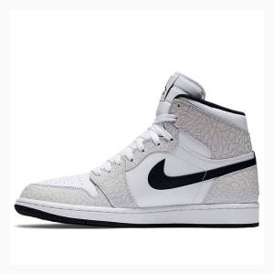 Nike Retro High Elephant Print Basketskor Air Jordan 1 Herr Vita Svarta | JD-864DA