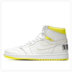 Nike Retro High OG First Class Flight Basketskor Air Jordan 1 Herr Vita Gula | JD-942DI