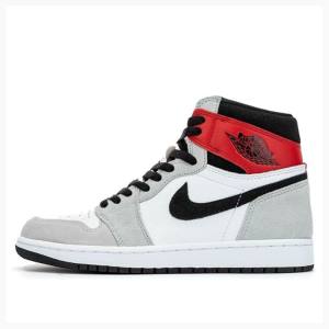 Nike Retro High OG Light Smoke Basketskor Air Jordan 1 Herr Grå Svarta Röda | JD-629GO