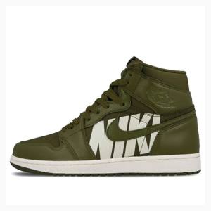 Nike Retro High OG Swoosh Basketskor Air Jordan 1 Herr Olivgröna | JD-976RG