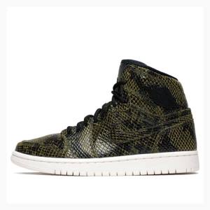 Nike Retro High Premium 'Snakeskin' Basketskor Air Jordan 1 Dam Olivgröna | JD-365SR