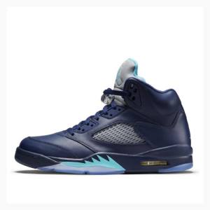 Nike Retro Hornets Basketskor Air Jordan 5 Herr Marinblå | JD-768SP