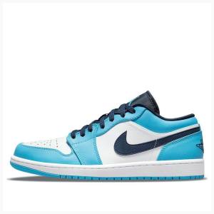 Nike Retro Low UNC Sneakers Air Jordan 1 Herr Vita Blå | JD-721PH