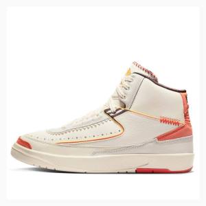 Nike Retro Maison Chateau Rouge Basketskor Air Jordan 2 Herr Vita Orange | JD-796NJ