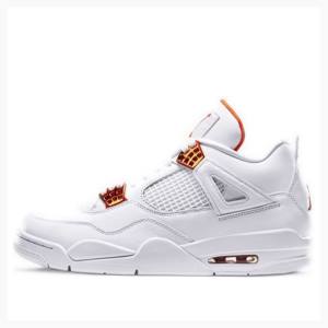 Nike Retro Metallic Pack Basketskor Air Jordan 4 Herr Vita Orange | JD-267JG