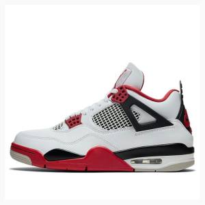 Nike Retro OG Fire Red Basketskor Air Jordan 4 Herr Vita Röda | JD-370FP