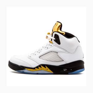 Nike Retro Olympic Tongue Basketskor Air Jordan 5 Herr Vita Guld | JD-657SA