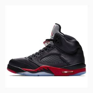 Nike Retro Satin Bred Basketskor Air Jordan 5 Herr Svarta Röda | JD-283MT