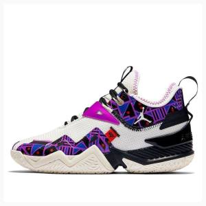 Nike Westbrook One Take Quai 54 Basketskor Air Jordan Dam Vita Svarta Lila | JD-412PT