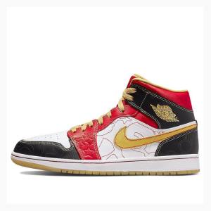 Nike XQ 2022 Basketskor Air Jordan 1 Herr Vita Röda Guld | JD-563PC