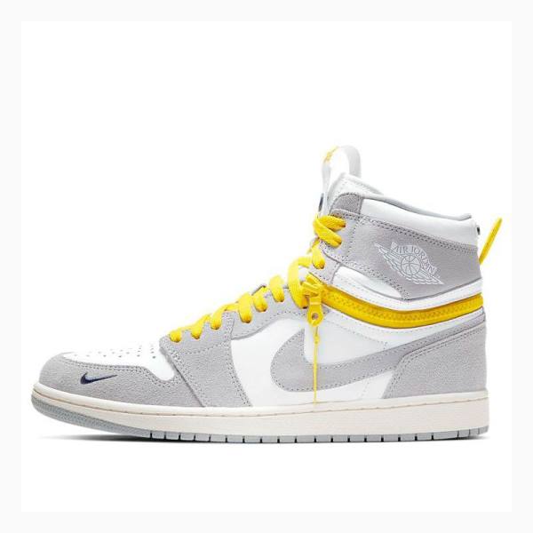 Nike High Switch Basketskor Air Jordan 1 Herr Vita Grå Gula | JD-089PY