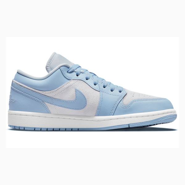 Nike Low Football Grey Aluminum Sneakers Air Jordan 1 Dam Blå Vita | JD-714XE