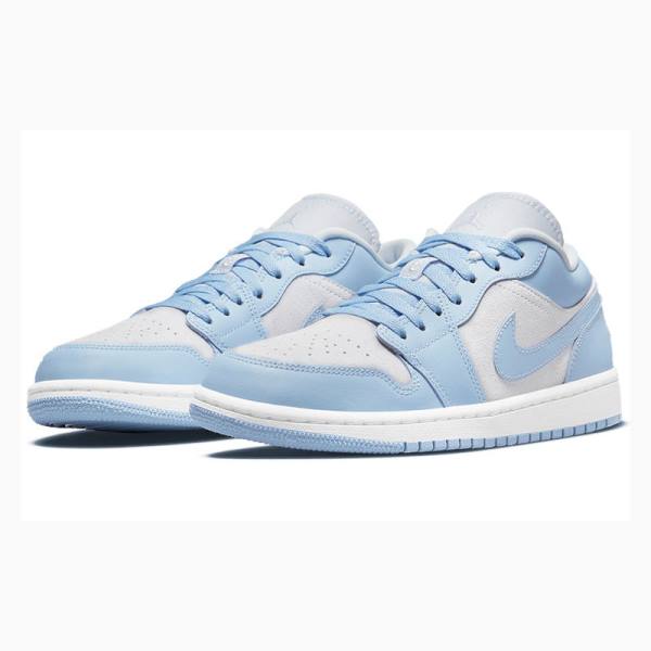 Nike Low Football Grey Aluminum Sneakers Air Jordan 1 Dam Blå Vita | JD-714XE