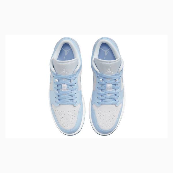 Nike Low Football Grey Aluminum Sneakers Air Jordan 1 Dam Blå Vita | JD-714XE