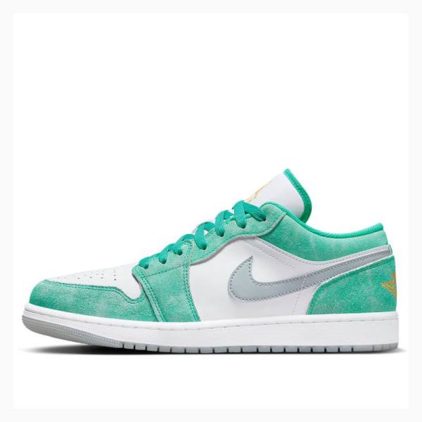 Nike Low SE New Emerald Sneakers Air Jordan 1 Herr Vita Gröna | JD-194QF