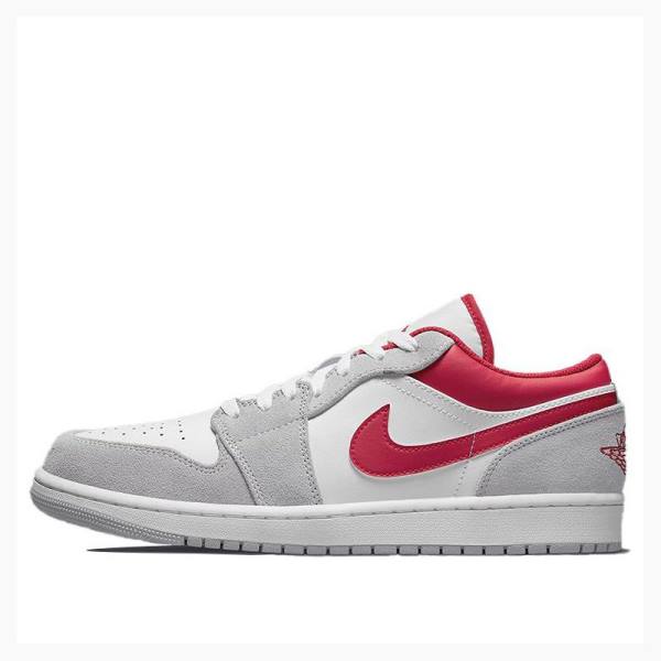 Nike Low Sneakers Air Jordan 1 Herr Vita Grå Röda | JD-719CL