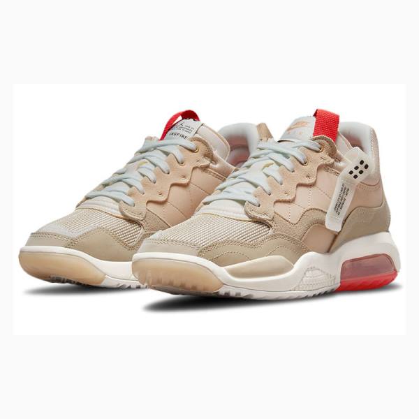 Nike MA2 Shock Absorption Wear-resistant Cozy Low Sneakers Air Jordan Herr Khaki Röda | JD-738BG