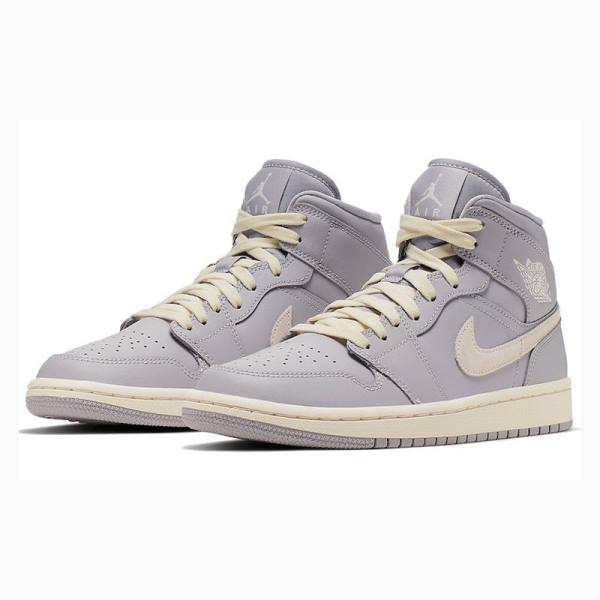 Nike Mid Atmosphere Pale Ivory Basketskor Air Jordan 1 Dam Grå | JD-519NQ