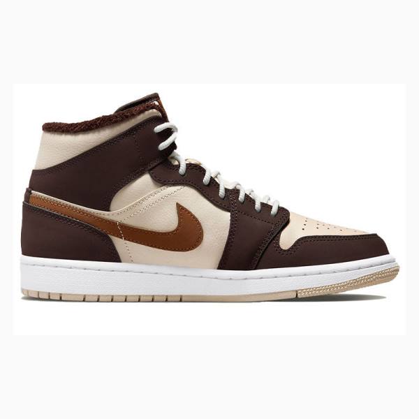 Nike Mid Brown Basalt Oatmeal Basketskor Air Jordan 1 Dam Bruna | JD-742PF