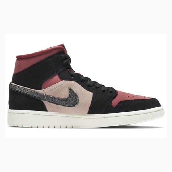 Nike Mid Burgundy Dusty Basketskor Air Jordan 1 Dam Röda Svarta | JD-473NU