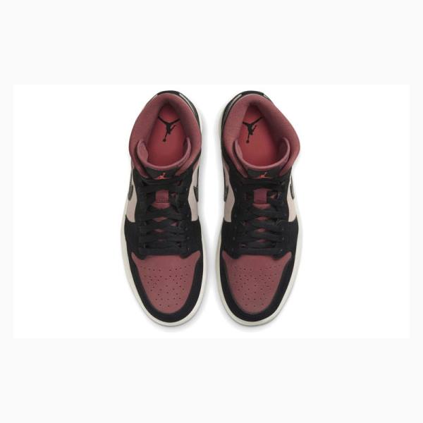 Nike Mid Burgundy Dusty Basketskor Air Jordan 1 Dam Röda Svarta | JD-473NU