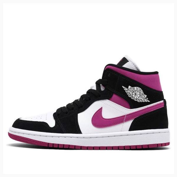 Nike Mid Magenta Basketskor Air Jordan 1 Dam Svarta Lila | JD-791LG