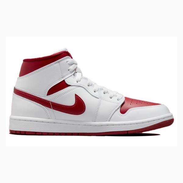 Nike Mid Reverse Chicago Basketskor Air Jordan 1 Dam Vita Röda | JD-236AL