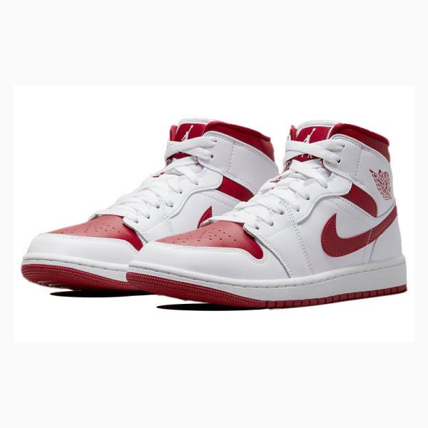 Nike Mid Reverse Chicago Basketskor Air Jordan 1 Dam Vita Röda | JD-236AL