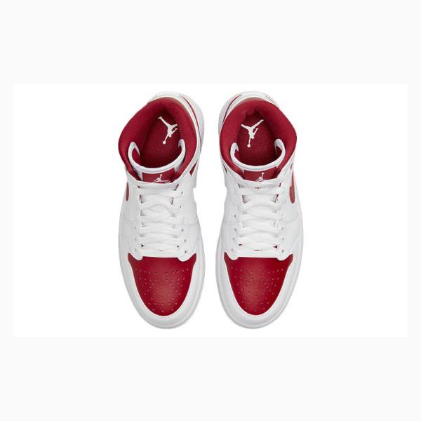 Nike Mid Reverse Chicago Basketskor Air Jordan 1 Dam Vita Röda | JD-236AL