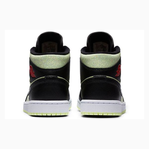 Nike Mid SE 'Black Barely Volt' Basketskor Air Jordan 1 Dam Svarta Gröna | JD-764YX