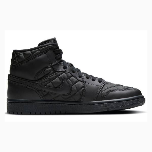 Nike Mid SE 'Black Quilted' Basketskor Air Jordan 1 Dam Svarta | JD-302CT