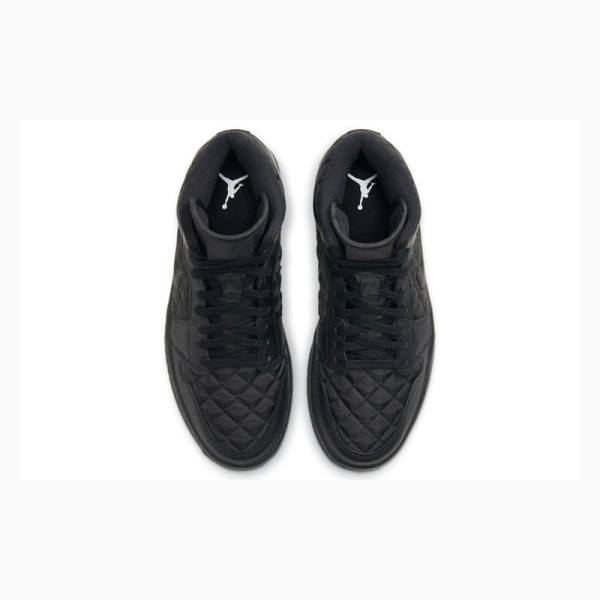 Nike Mid SE 'Black Quilted' Basketskor Air Jordan 1 Dam Svarta | JD-302CT