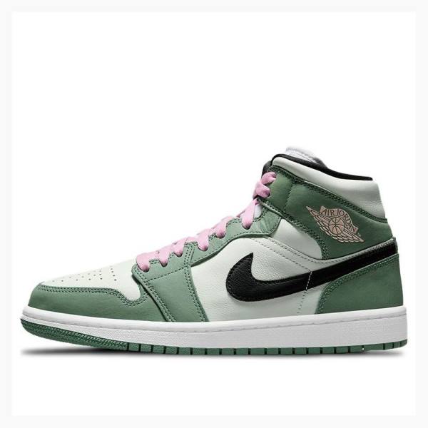 Nike Mid SE \'Dutch Green\' (W) Basketskor Air Jordan 1 Dam Gröna Svarta | JD-147JQ