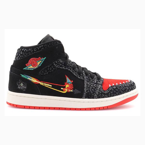 Nike Mid SE Siempre Familia Basketskor Air Jordan 1 Herr Svarta Röda | JD-291SM