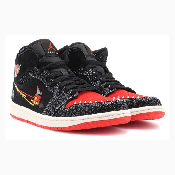 Nike Mid SE Siempre Familia Basketskor Air Jordan 1 Herr Svarta Röda | JD-291SM